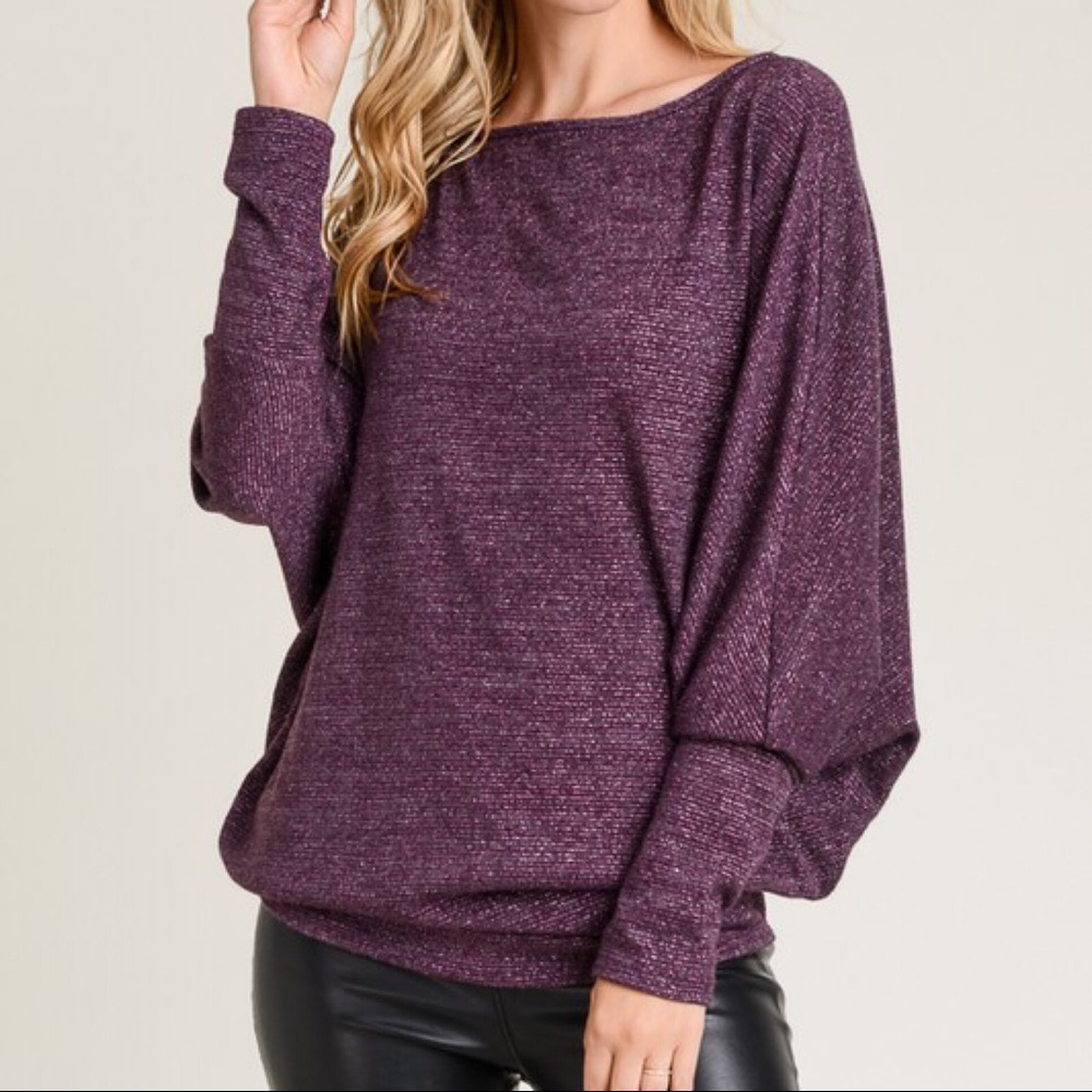 1 LEFT SALE-FIRM‼️ Miranda Metallic Dolman Top - Picture 4 of 6